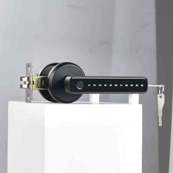 Умный дверной замок с Bluetooth кодовый KHS-GM3 биометрический с отпечатком пальца, черный Каменец-Подольский