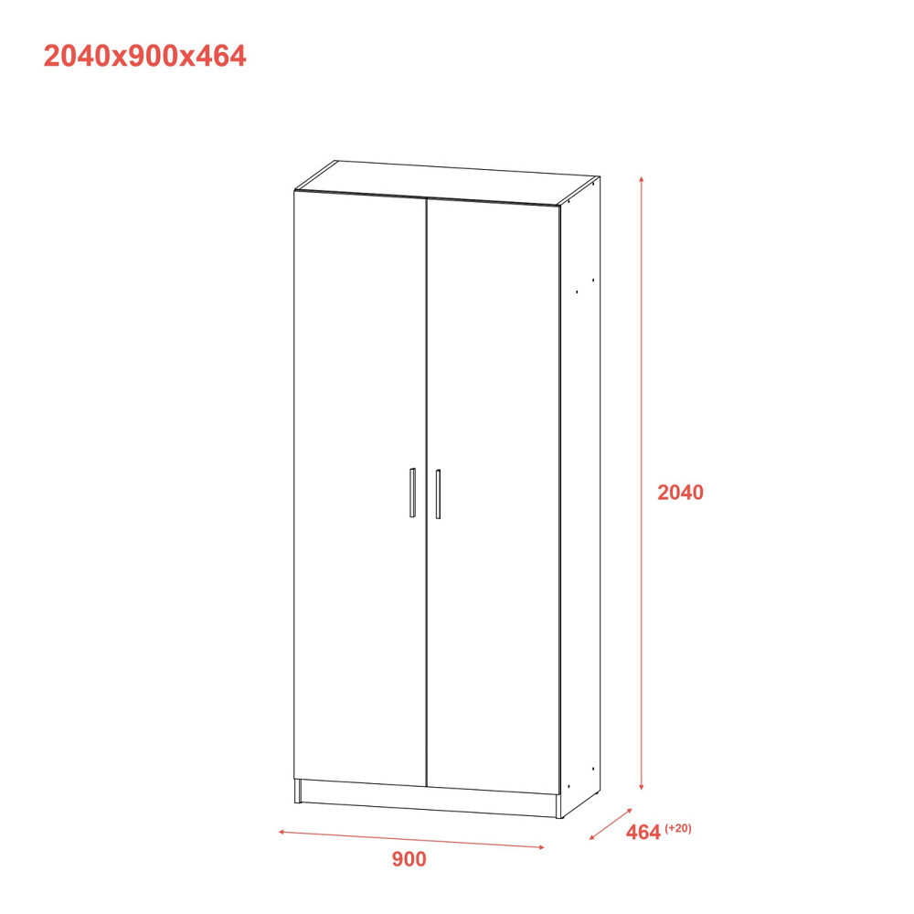 Шкаф для одежды Doros Promo с полками Серый 2 ДСП 90х48х204 DRS-011632 (80737770) Днепр - изображение 9