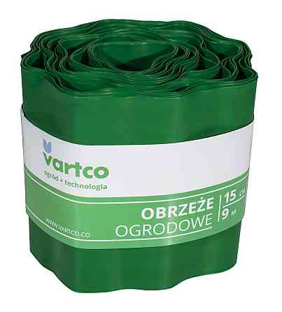 Бордюрна пластикова стрічка 15 см 9 метрів зелена VARTCO (Польща) Дніпро