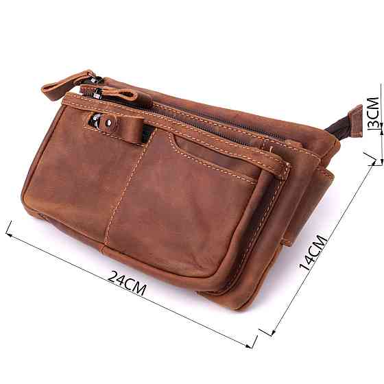 Винтажная бананка для мужчин из натуральной кожи Vintage sale_15104 Коричневый Киев