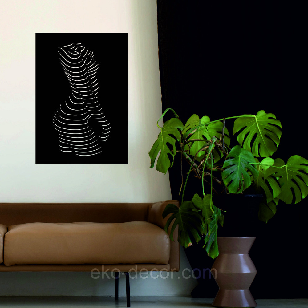 Декоративное настенное Панно «Силуэт женщины», Декор на стену 70*49 см, Черный Киев - изображение 2