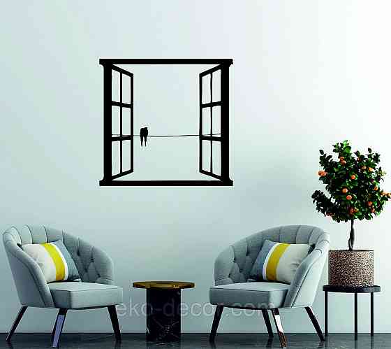 Декоративное настенное Панно «Птицы в окне» Декор на стену 90*85 см, Черный Киев