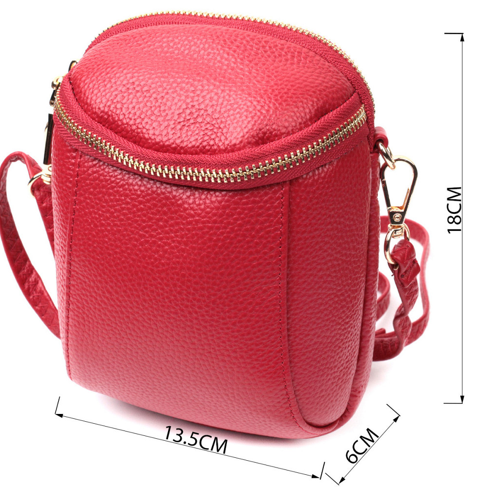 Яркая сумка интересного формата из мягкой натуральной кожи Vintage 22340 Красная Киев - изображение 3