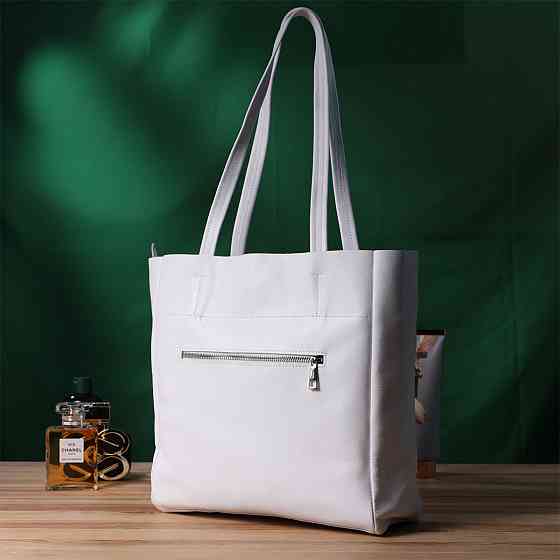 Практична сумка-шоппер із натуральної шкіри Shvigel 22844 Біла Київ