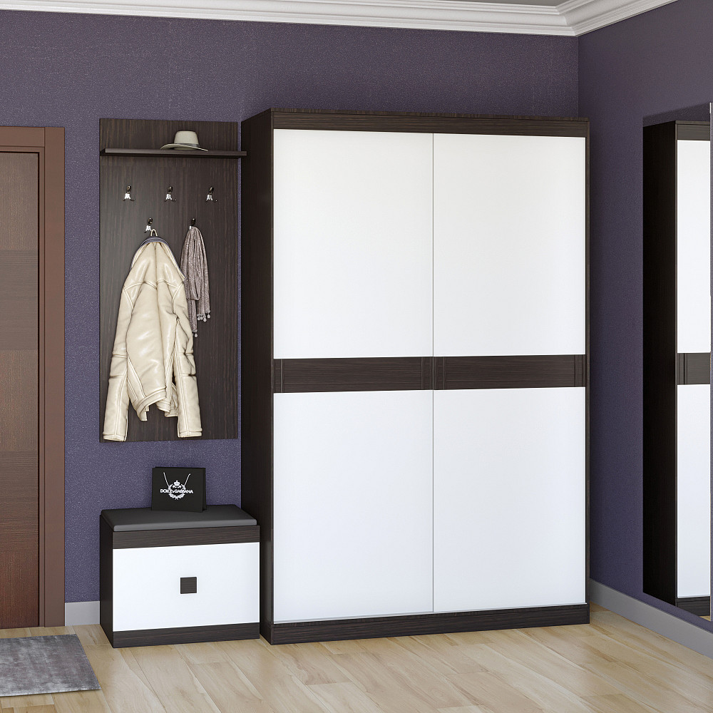 Прихожая Эверест Соната комплект 12 (модульная - 3 элемента) венге темный + белый (DTM-2525) Львов - изображение 1