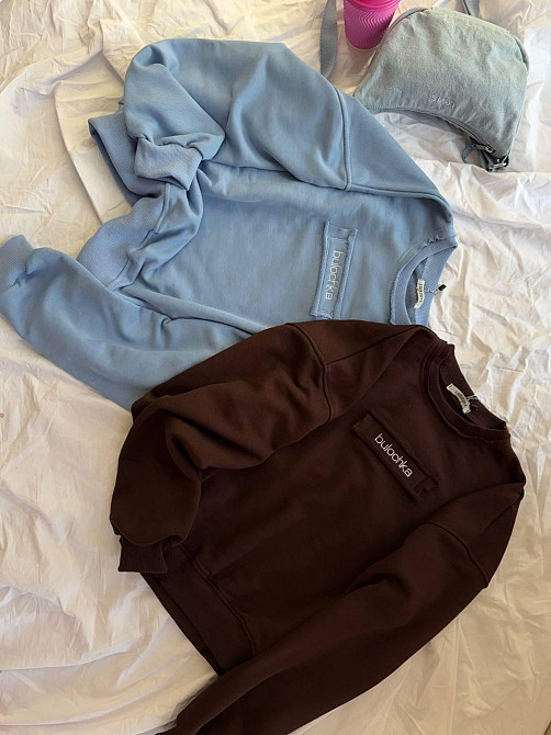 Женский оверсайз свитшот с надписью “Bulochka” турецкая петля Шоколад Одесса - изображение 1