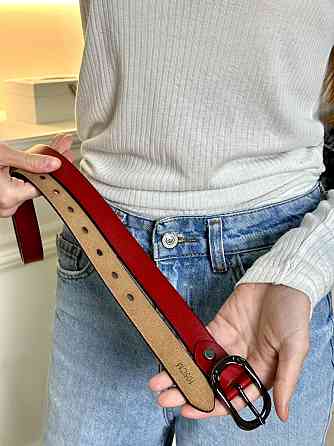 Кожаный красный ремень Киев