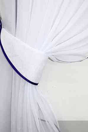 Кухонные шторы VR-Textil № 091к с ламбрекеном и подвязками фиолетовый с белым 260х170 см (59-429) Киев