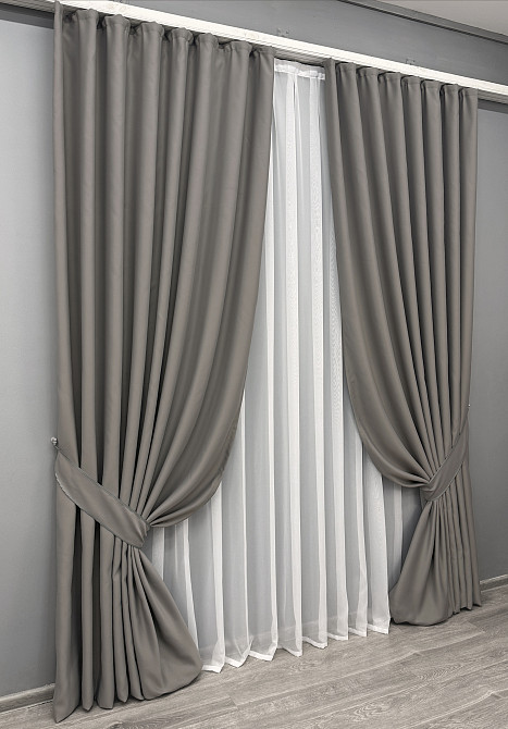 Комплект готовых штор VR-Textil Bagema Rvs № 1893ш Серый 100х270 см 2 шт (31-0052) Киев - изображение 3
