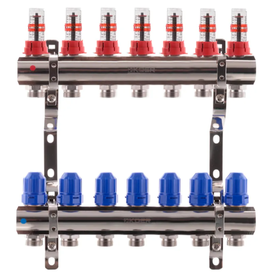Колекторний блок з витратомірами Koer KR.1110-07 1"x7 ways (KR2644) Київ