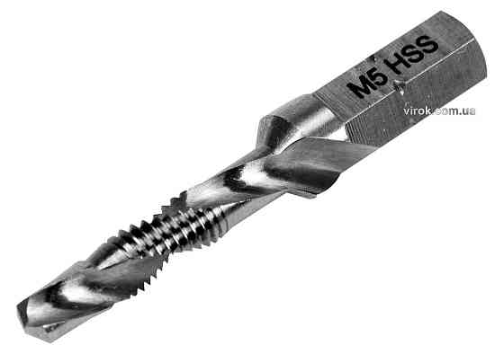 Свердло-мітчик YATO М5 х 0.8 мм, HSS М2, HEX-1/4", l= 41/7 мм [20/200] Одеса