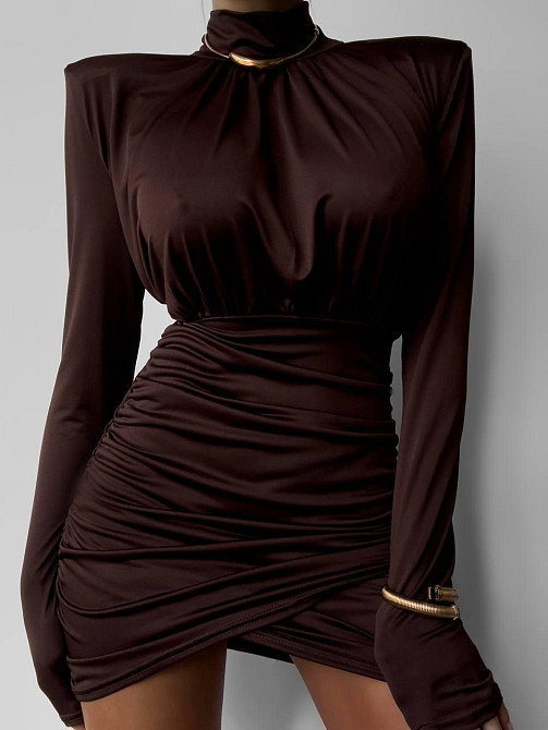 Стильне жіноче мініплаття з плічками трикотаж масло Шоколад, 42/44 Одеса - фото 1