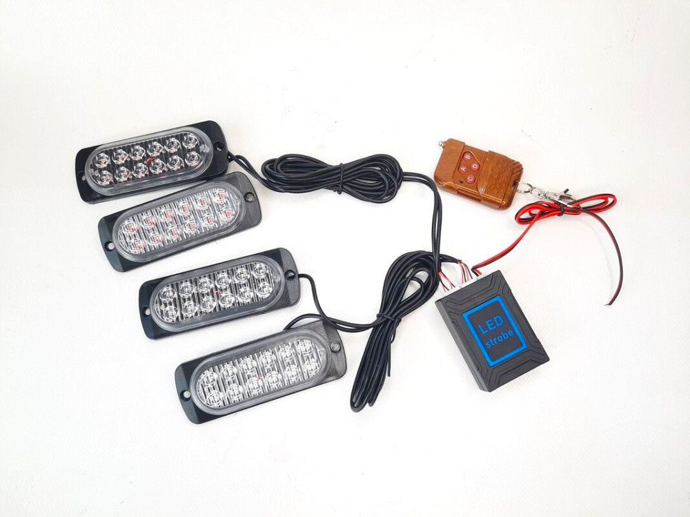 Стробоскоп під решітку 4шт 12LED I-BS-1-4-12LED-R+B з пультом 12-24V Вінниця - фото 1