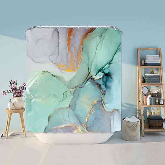 Шторка для ванни і душа з поліестеру водонепроникна Bathlux 180x180 см з кільцями, фіранка для ванної та душової кімнати Кам'янець-Подільський