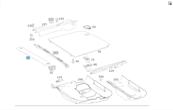 Mercedes-Benz  A1646801402 9F07 Накладка підлоги багажника спереду чорна ML W164 Одеса