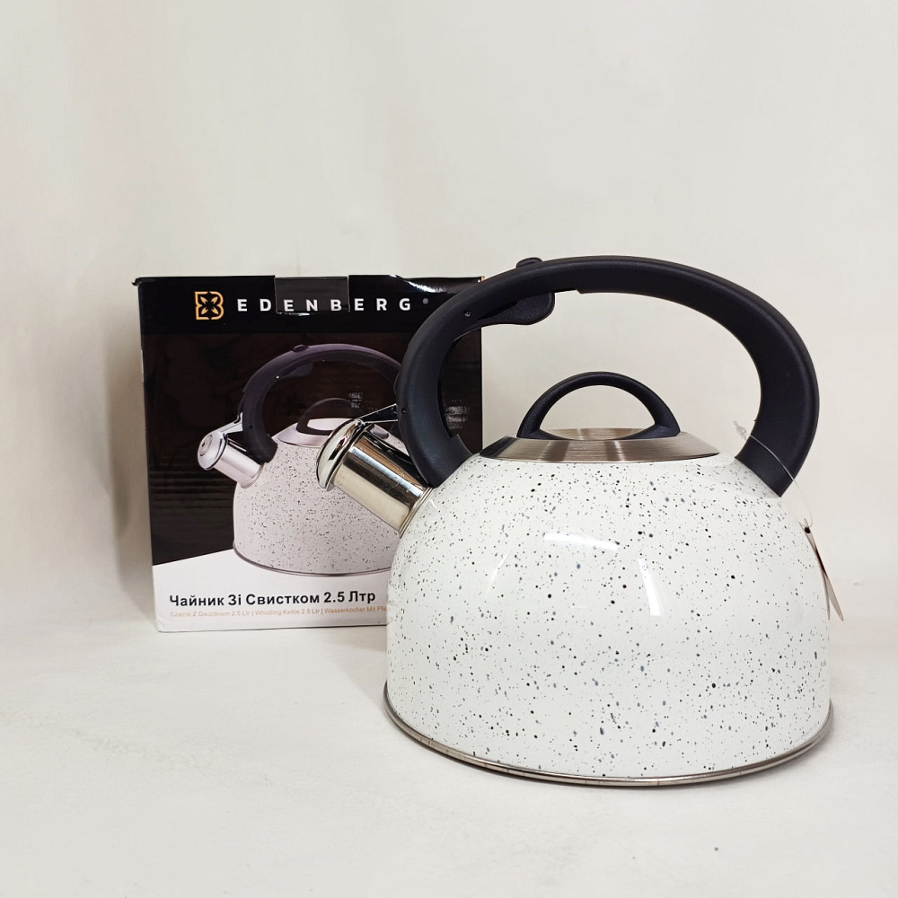 Кухонний чайник газовий Edenberg, Функціональний чайник зі сталі зі свистком Гарний для плит UN-91 Львів - фото 2