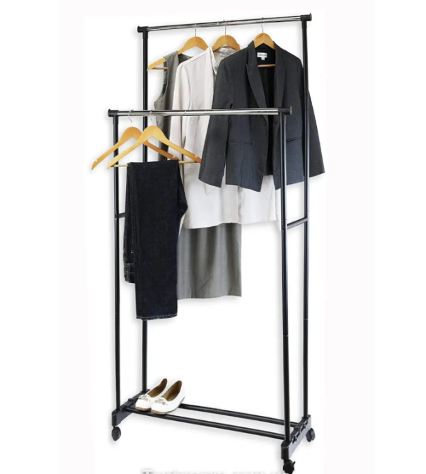 Телескопическая напольная двойная стойка-вешалка Double-Pole MINI 720–1300×450×1000–1600 мм для удобного хранения одежды Одесса - изображение 17