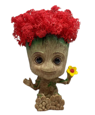 Горщик Грут Groot G8 Малюк з квіткою + стабілізований мох (Червоний) Вінниця