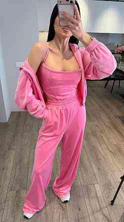 Женский стильный повседневный костюм тройка велюр плюш Барби, 44/46 Одесса