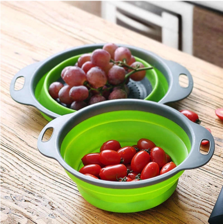 Силіконовий складний друшляк COLLAPSIBLE FILTER BASKETS з ручками, зручний для кухні та зберігання Київ
