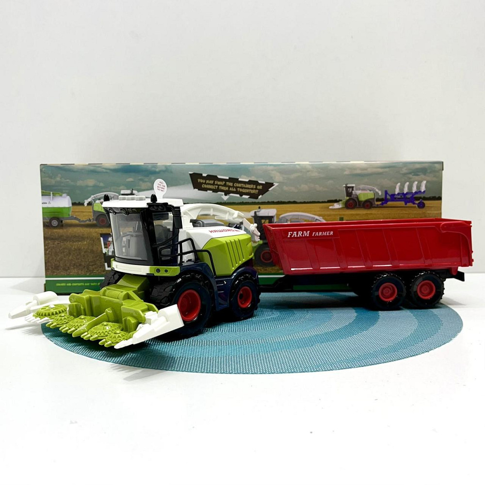 Комбайн інерційний з причепом звук світло рухомі деталі 40см Вид 1 (550-5C-6C) Чернігів - фото 1