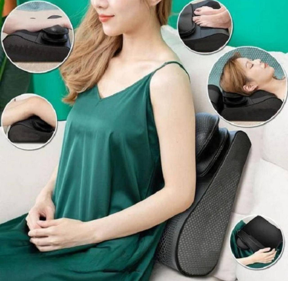 Подушка масажна роликова Faercon F1-40 для шиї з підігрівом та помпою (Чорний) Київ - фото 5