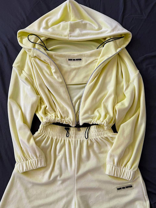 Женский повседневный стильный костюм тройка велюр Лимонный Одесса - изображение 5