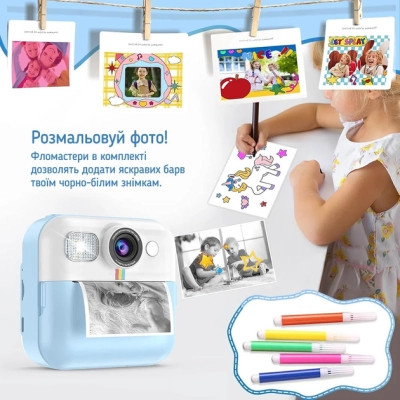 Дитячий фотоапарат ColorWay з функцією миттєвого друку (Blue) (CW-PHP01B) Вінниця - фото 7