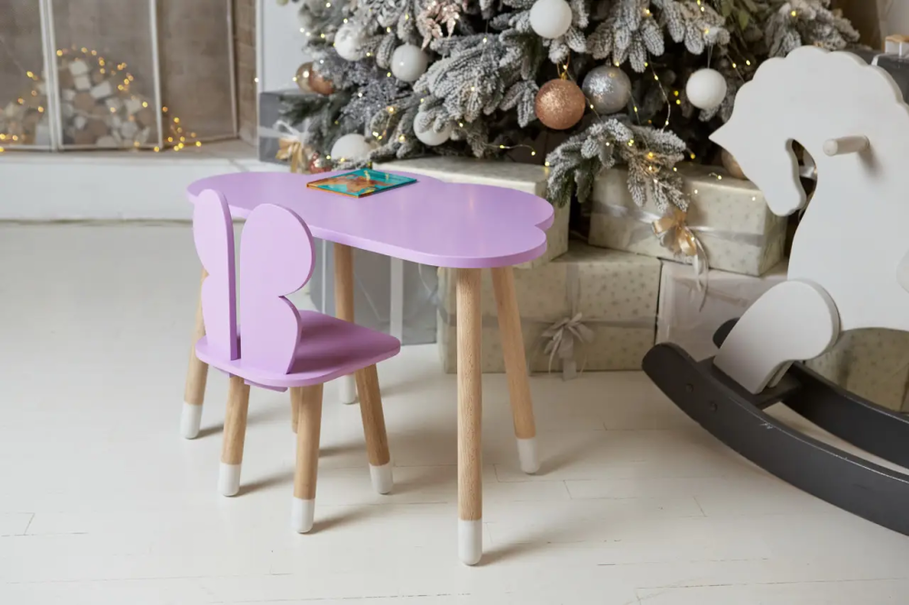 Дитячий столик Хмарка для навчання та ігор (Фіолетовий) та стільчик Метелик (Фіолетовий) Вінниця - фото 9