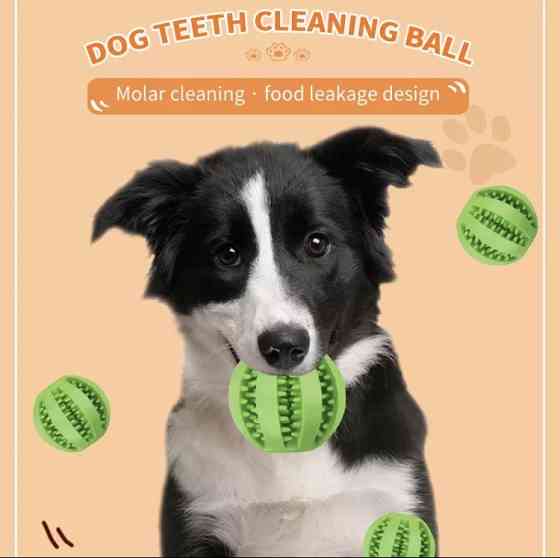 Мячик для собак с прорезями для зубов и корма , зеленый - диаметр мячика 5см, резина. Киев