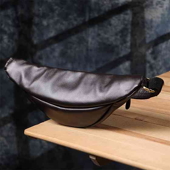 Сумка бананка отменного качества из гладкой натуральной кожи Shvigel 23144 Коричневый Киев