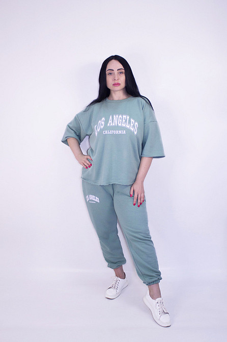 Спортивний костюм жіночий літній Оливковий XS-S Харків - фото 1