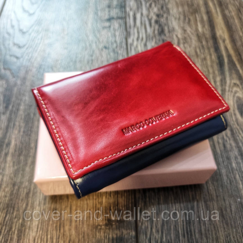 Маленький кожаный женский кошелек красно синего цвета  Marco Coverna MC 2-2068 Киев - изображение 1