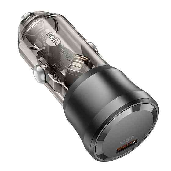 Автомобільний зарядний пристрій BOROFONE BZ24 Clever single port PD20W Transparent Black 6941991106934 Одеса