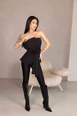 Женский стильный привлекательный корсет из плотной ткани креп костюмка чорний, 42 Одесса