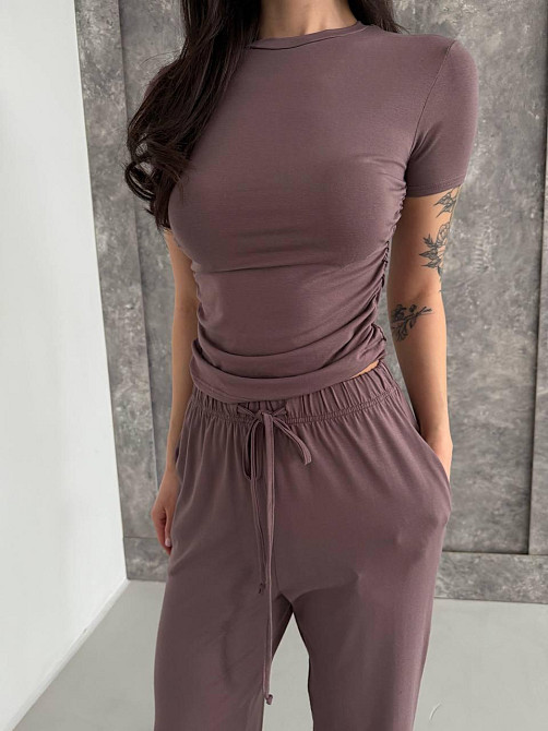 Жіночий базовий прогулянковий костюм-двійка: футболка та штани натуральна віскоза Моко, 42/44 Одеса - фото 7