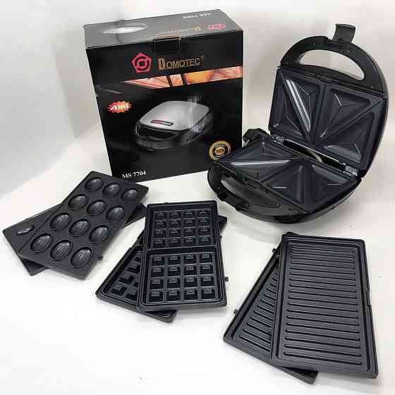 Настільний електричний гриль для кухні Domotec MS-7704 1000Вт, Електрогриль притискний ребристий QF-79 Київ