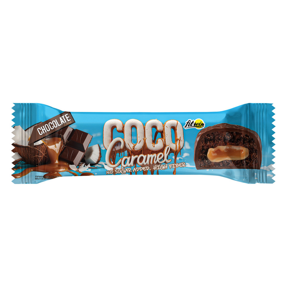 Енергетичні батончики Fitwin Coco Caramel 20x40g Шоколад Київ - фото 1