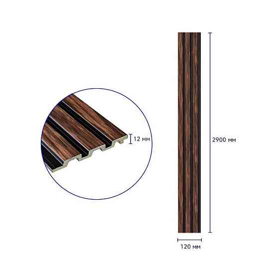 Рейка декоративна PS 2900х120х12мм Темний горіх SW-00001745 Київ