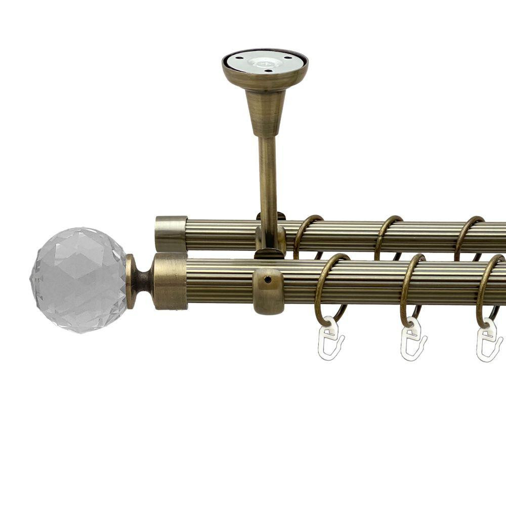 Карниз Orvit Люміера металевий дворядний відкритий до стелі рифлена труба кільце металеве Антик 25\19 мм 160 Львов - изображение 1