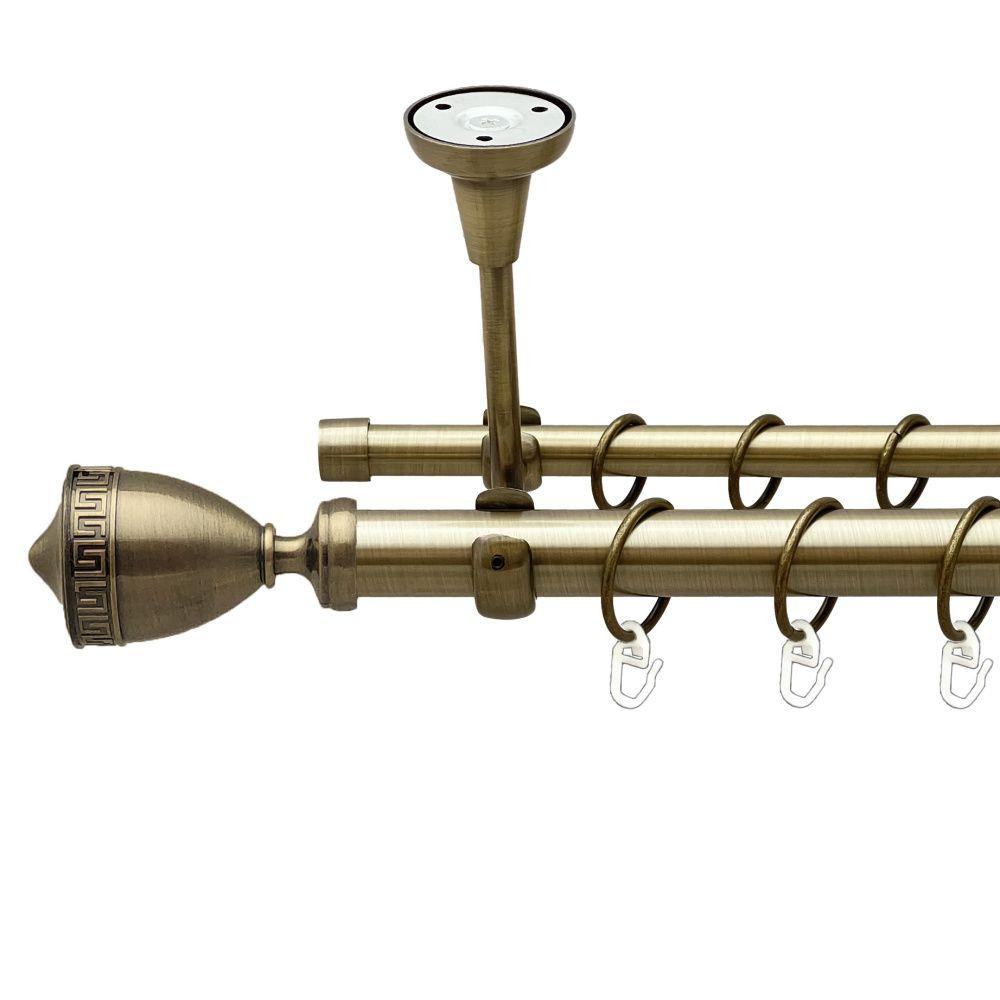 Карниз Orvit Афіна металевий дворядний відкритий до стелі гладка труба кільце металеве Антик 25\16 мм 300 см (00-00018469) Львів - фото 1