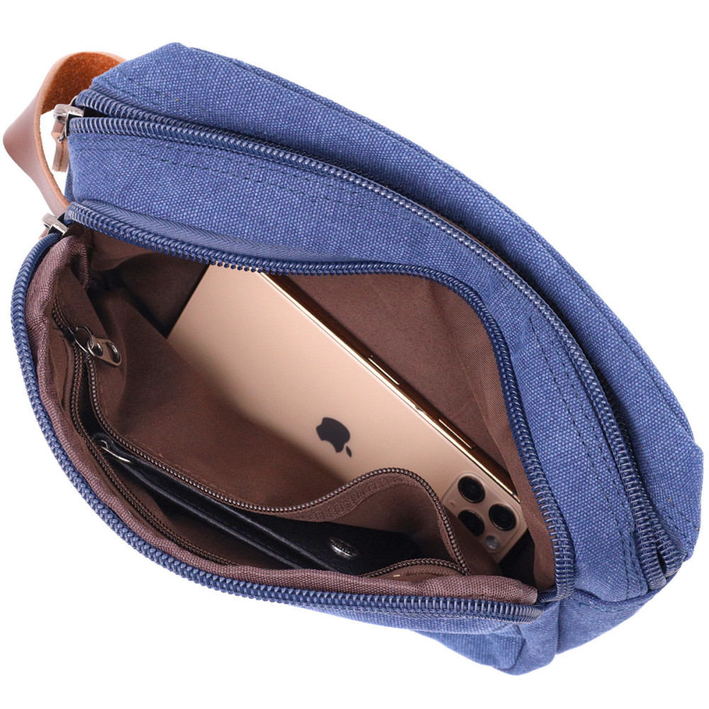 Удобная барсетка для мужчин на два отделения из качественного текстиля Vintage 22234 Синий Киев - изображение 7