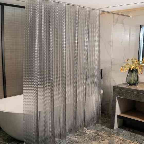 Шторка для душа и ванной комнаты с 3 магнитами-утяжелителями, цвет прозрачно-серый клетка Каменец-Подольский