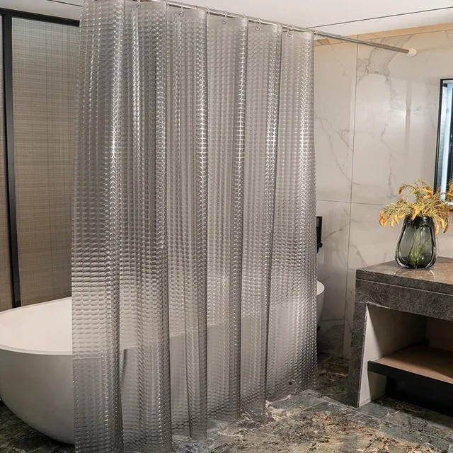 Шторка для душу та ванної кімнати з 3 магнітами-обважнювачами, колір прозоро-сірий клітинка Кам'янець-Подільський - фото 4