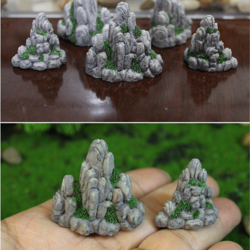 Декоративный камень Рокарий с мхом 3.6 х 3.4 х 2.5 см для мини-сада, флорариума, микроландшафта, диорам Одесса - изображение 3