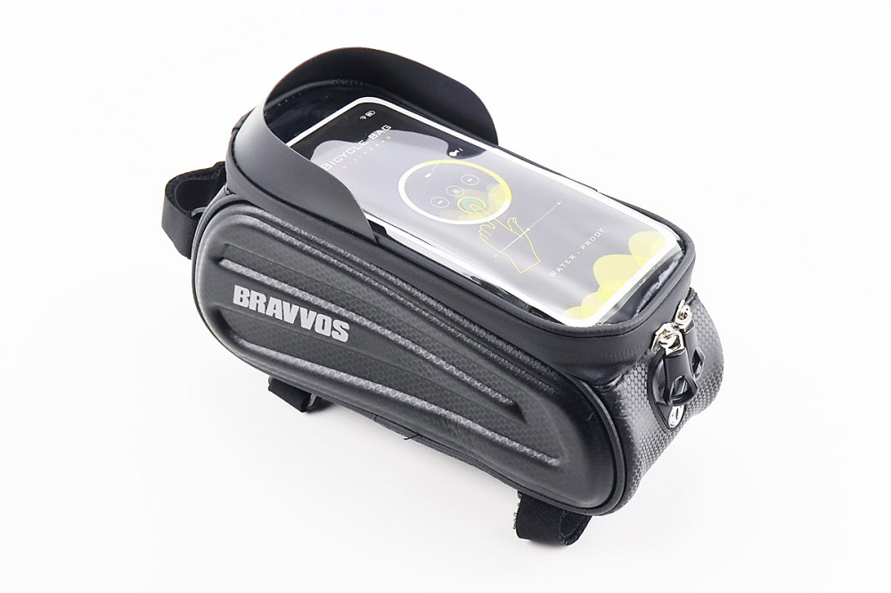 Сумка на раму (жорсткий чохол) з водонепроникним відділенням для смартфона 230х100х110мм, сонцезахисний козирок, кріпл. на липучці, вологозахисна Киев - изображение 1