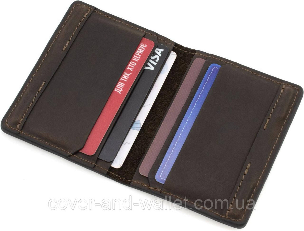 Маленька шкіряна обкладинка кредитниця під автодокументи на магнітах Grande Pelle 224420 Київ - фото 3