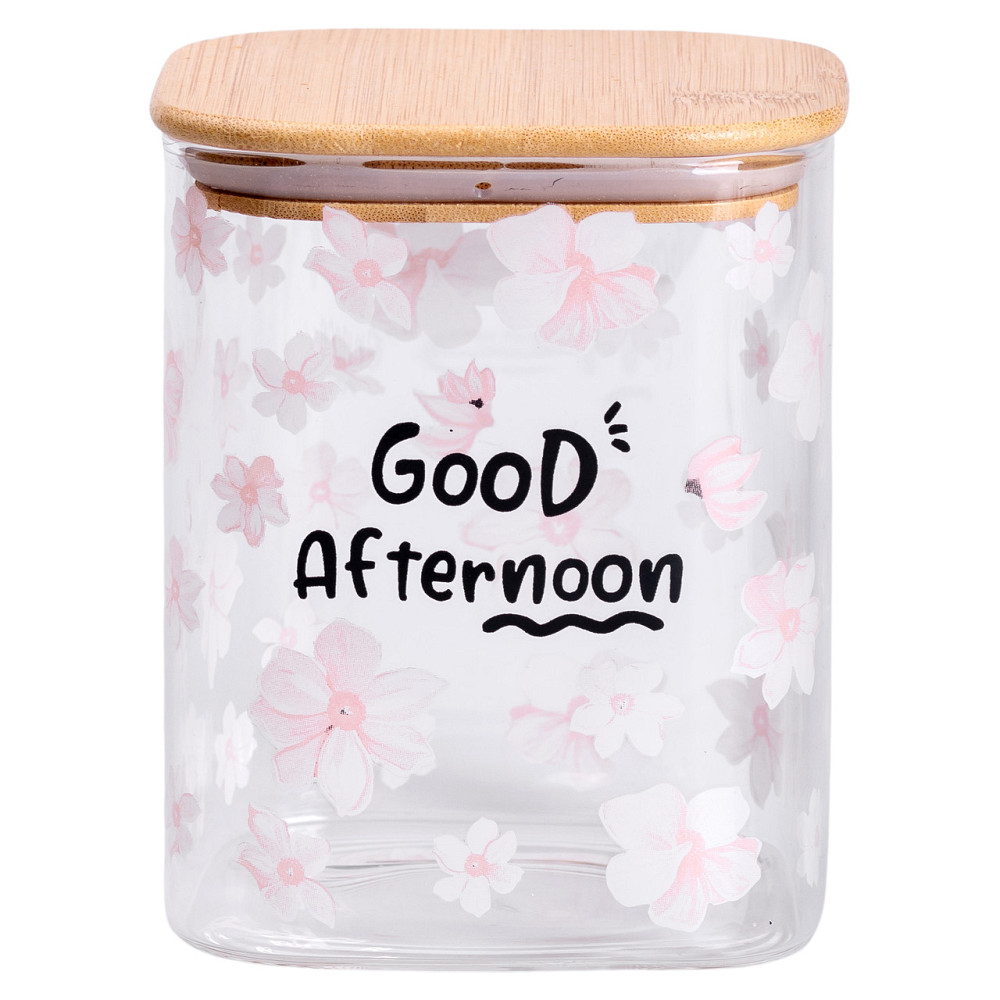 Yiwu Банка для сипучих продуктів з бамбуковою кришкою 900 мл ємність для сипучих скло HP-34-24 Коломия - фото 1