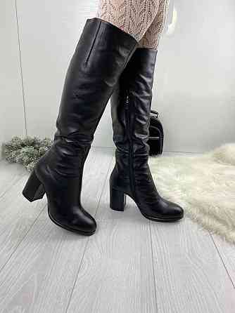 Stepter Модні чоботи зимові жіночі з натуральної шкіри на підборах чорні теплі р. 36, 38, 39 (6 Коломия