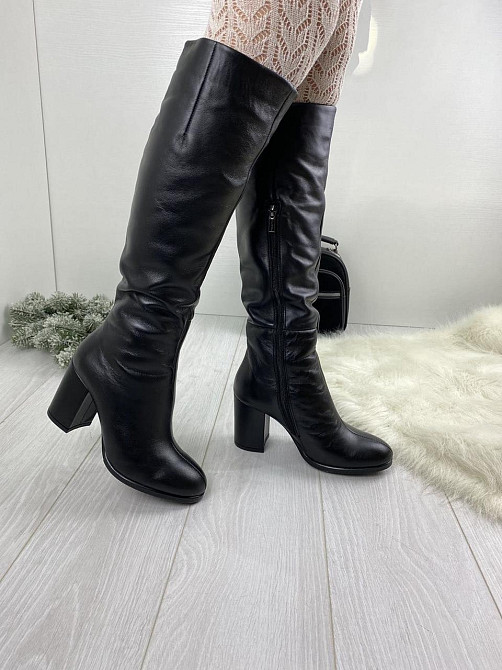 Stepter Модні чоботи зимові жіночі з натуральної шкіри на підборах чорні теплі р. 36, 38, 39 (6 Коломия - фото 5